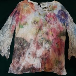 Frazzle bedazzled lace shirt